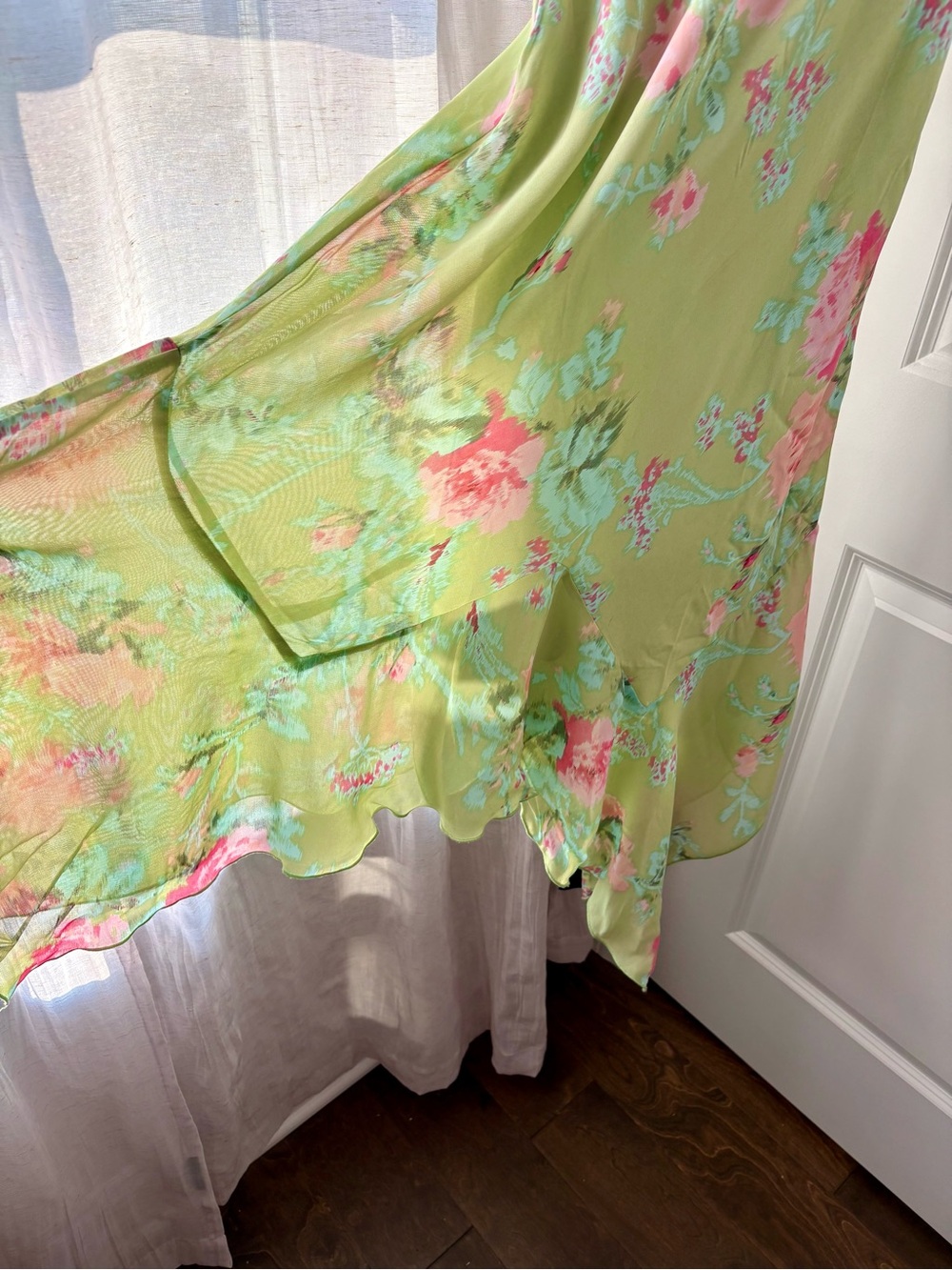 Vintage Betsy Johnson Bias Cut Hankerchief Midi Dress - Picture 4 of 10